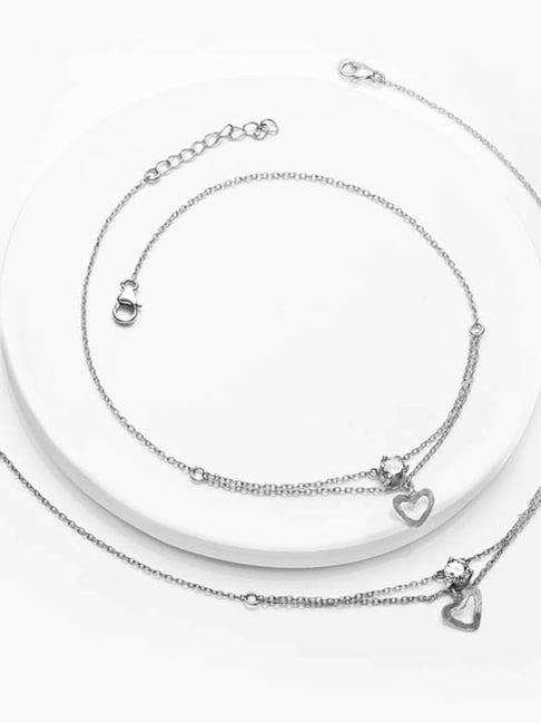 giva 92.5 sterling silver curl heart anklet for women (single anklet)