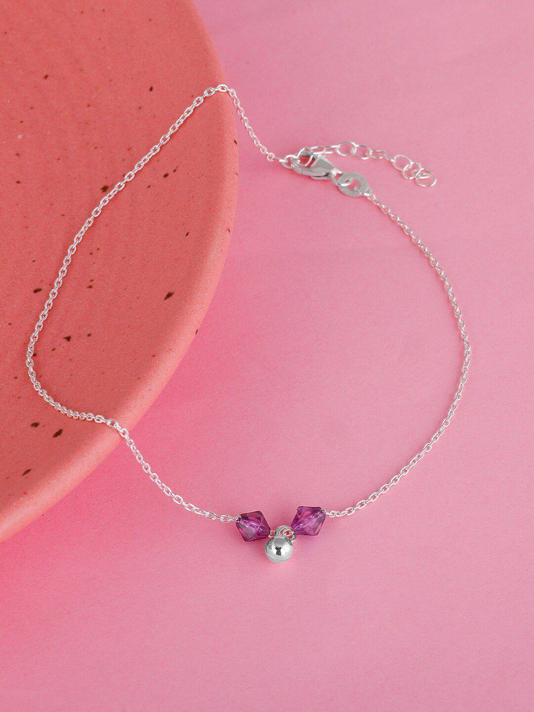 giva 92.5 sterling silver rhodium plated purple beads anklet