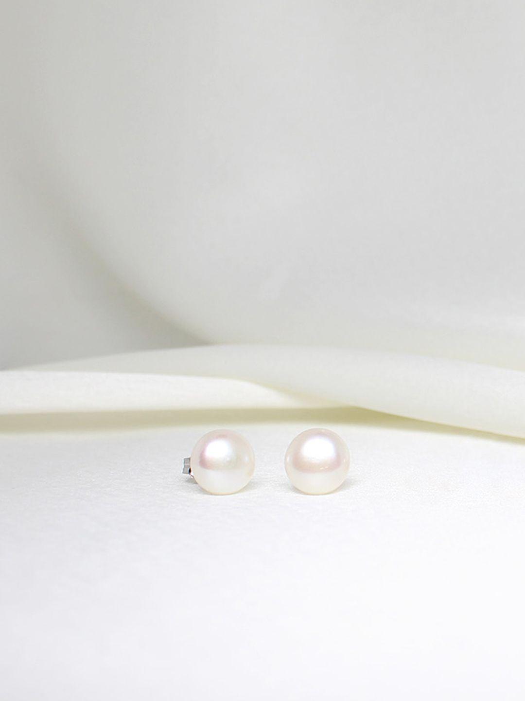 giva 925 sterling silver rhodium plated white pearl earrings
