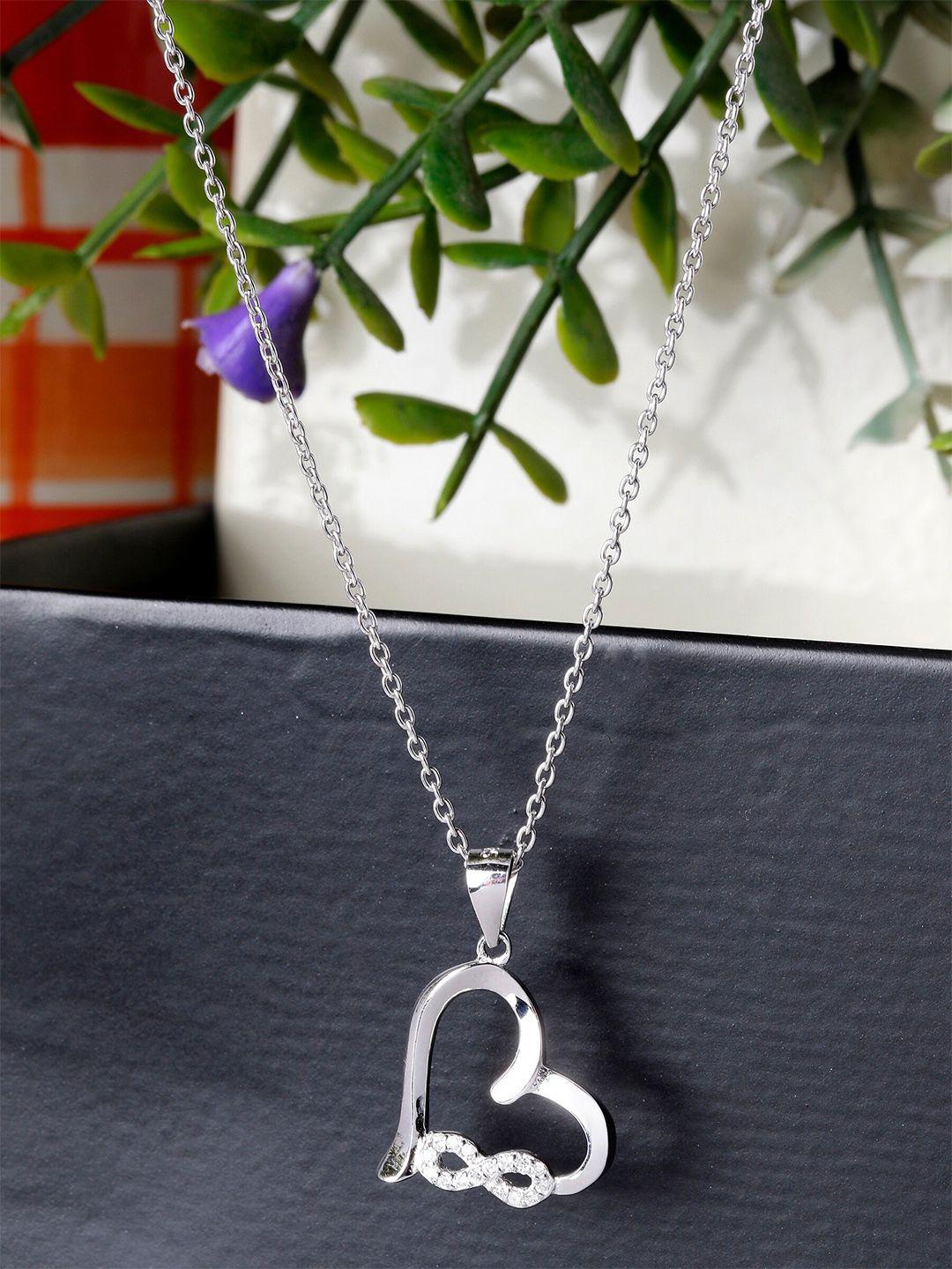 giva 925 sterling silver rhodium plated zircon infinity heart pendant with link chain