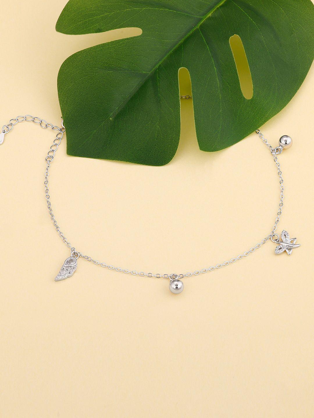giva 925 sterling silver rhodium-plated butterfly-charm anklet