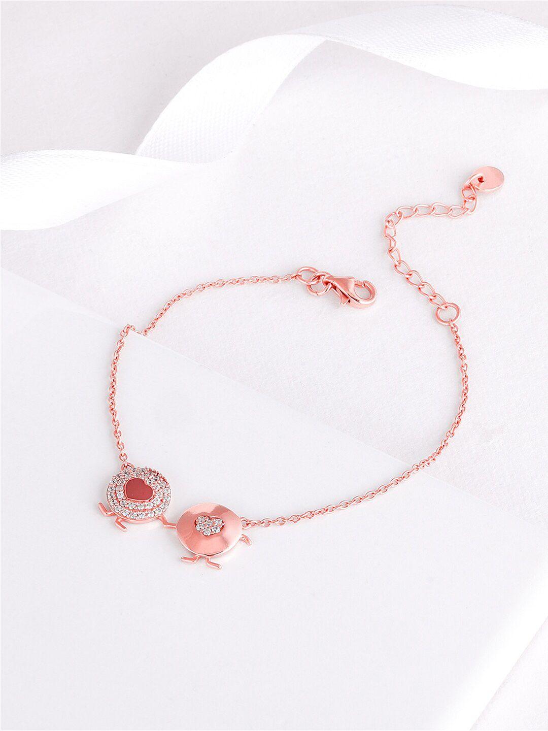 giva 925 sterling silver rose gold cubic zirconia rose gold-plated charm bracelet