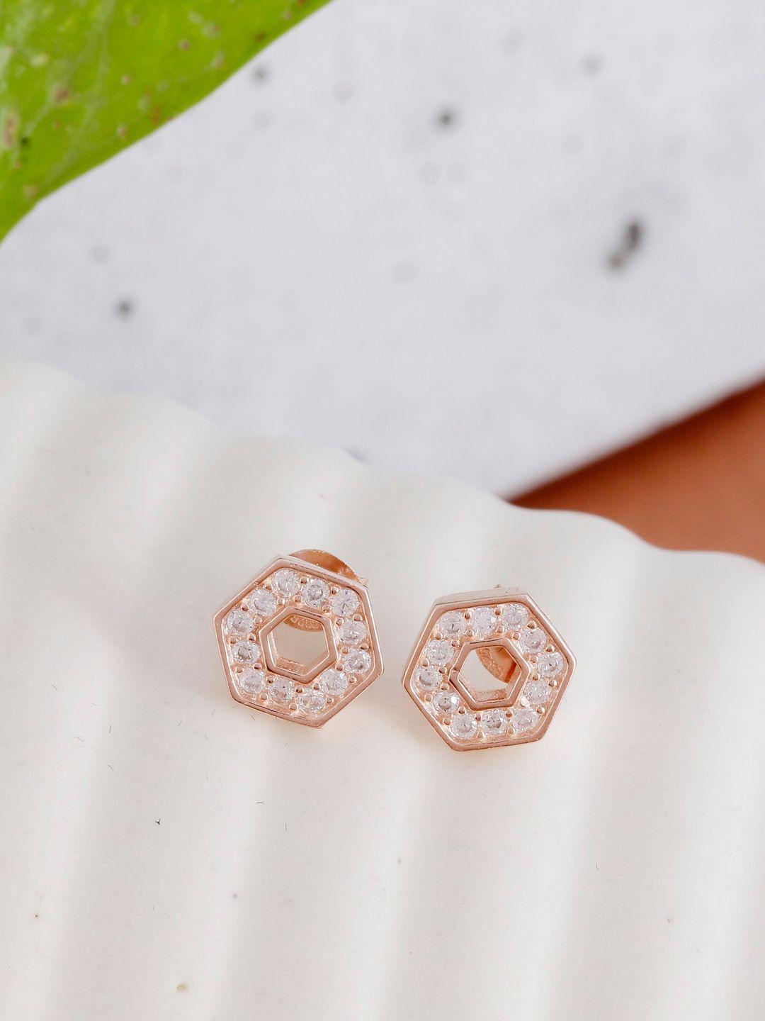 giva 925 sterling silver rose gold plated hexagon geometry earrings