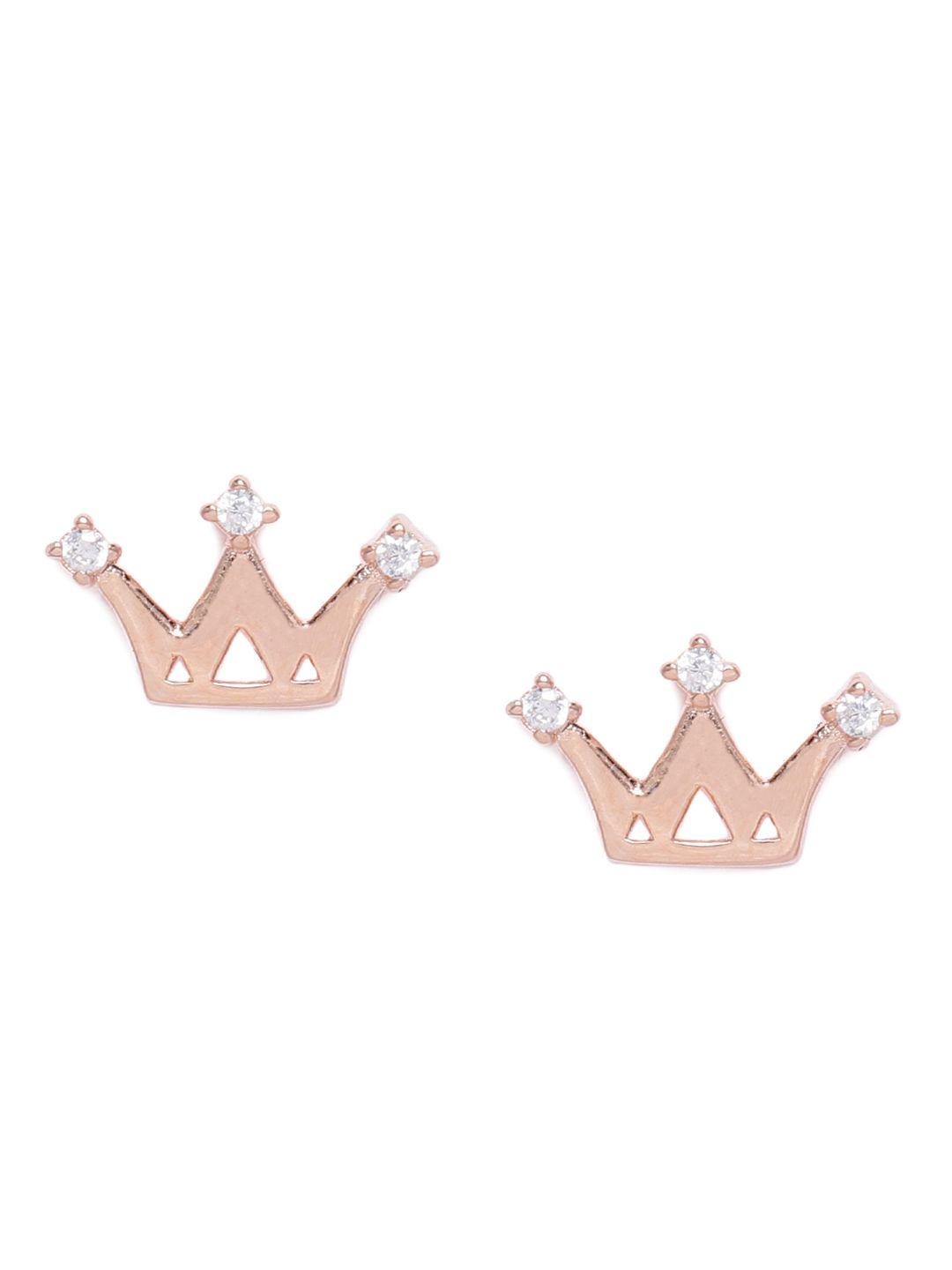 giva 925 sterling silver rose gold plated tiara stud earrings