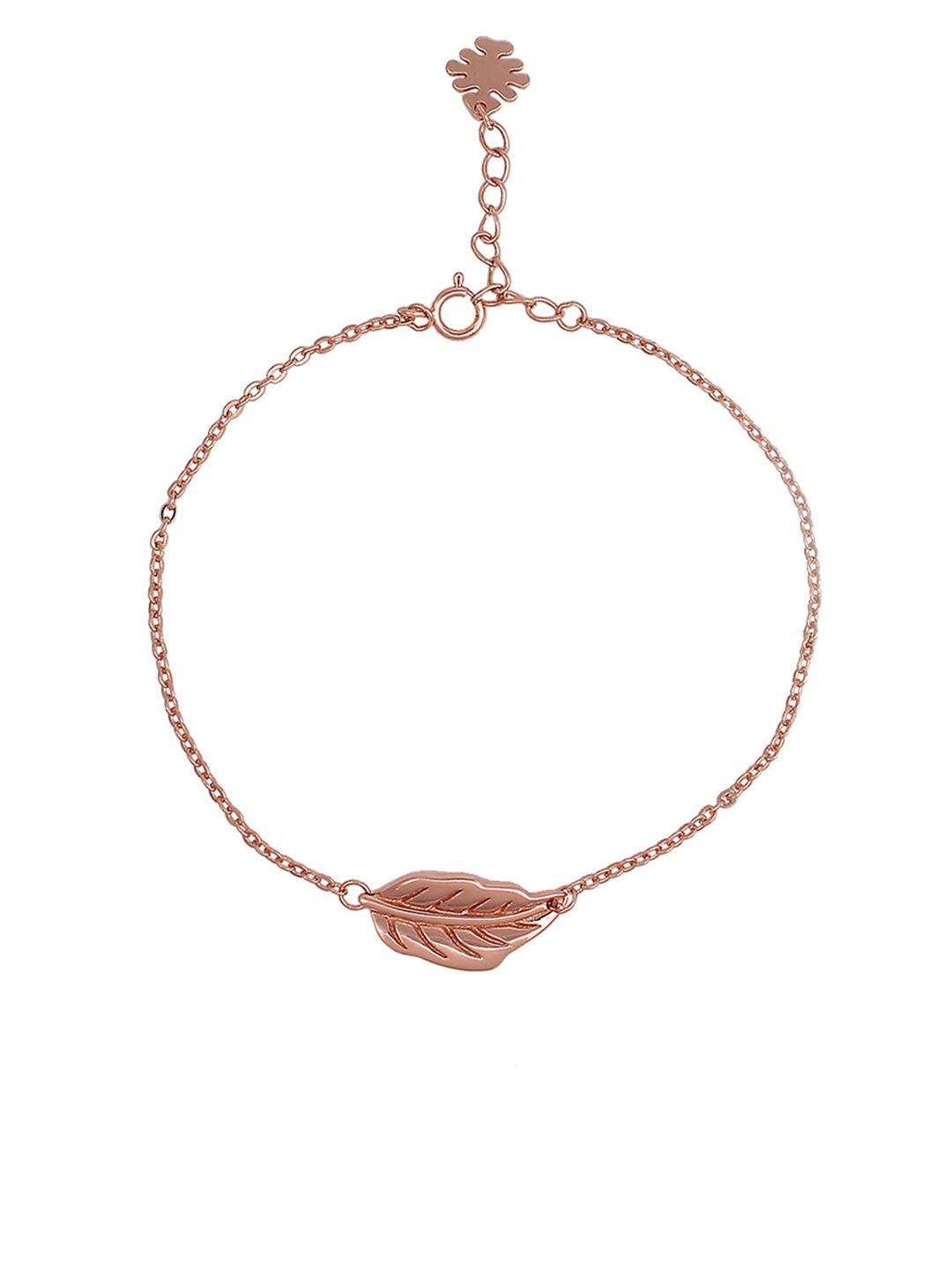 giva 925 sterling silver rose gold-plated adjustable leaf bracelet