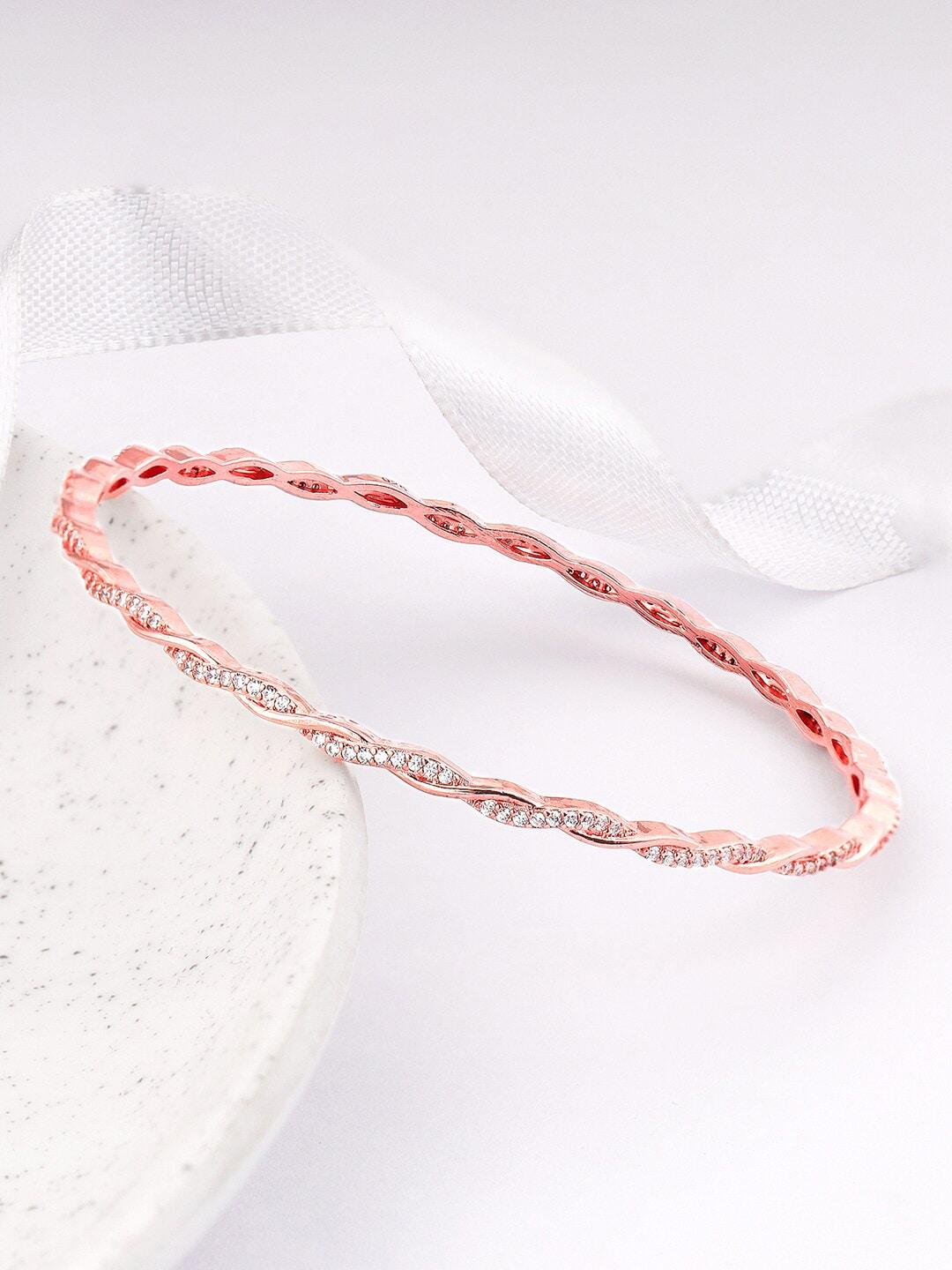 giva 925 sterling silver rose gold-plated stone-studded bangle
