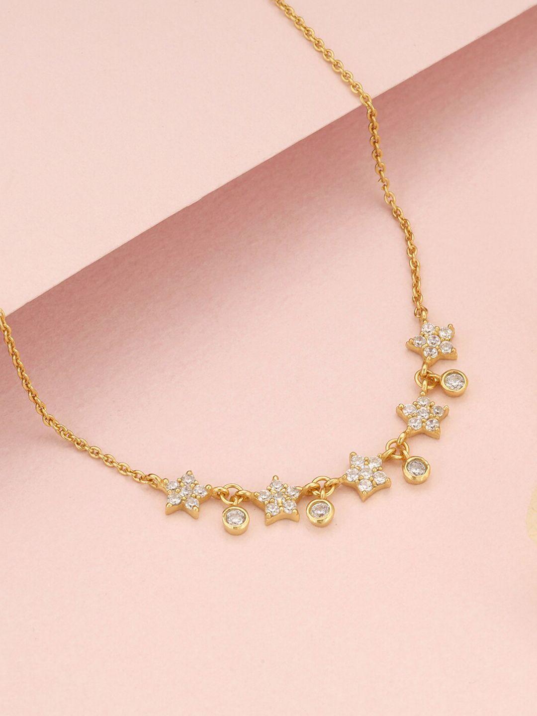 giva gold-plated 925 sterling silver cubic zirconia studded necklace