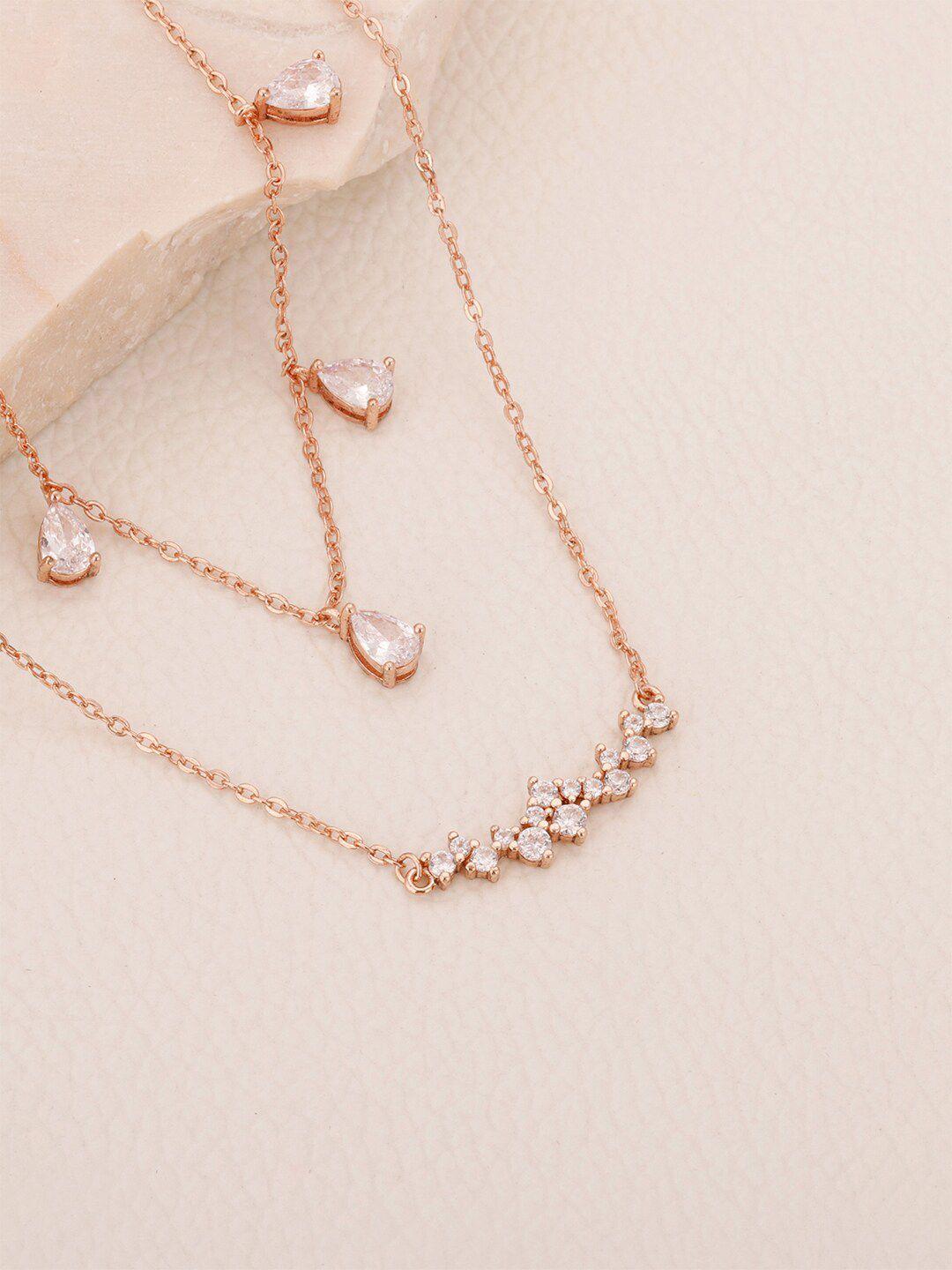 giva rose gold sterling silver rose gold-plated layered necklace