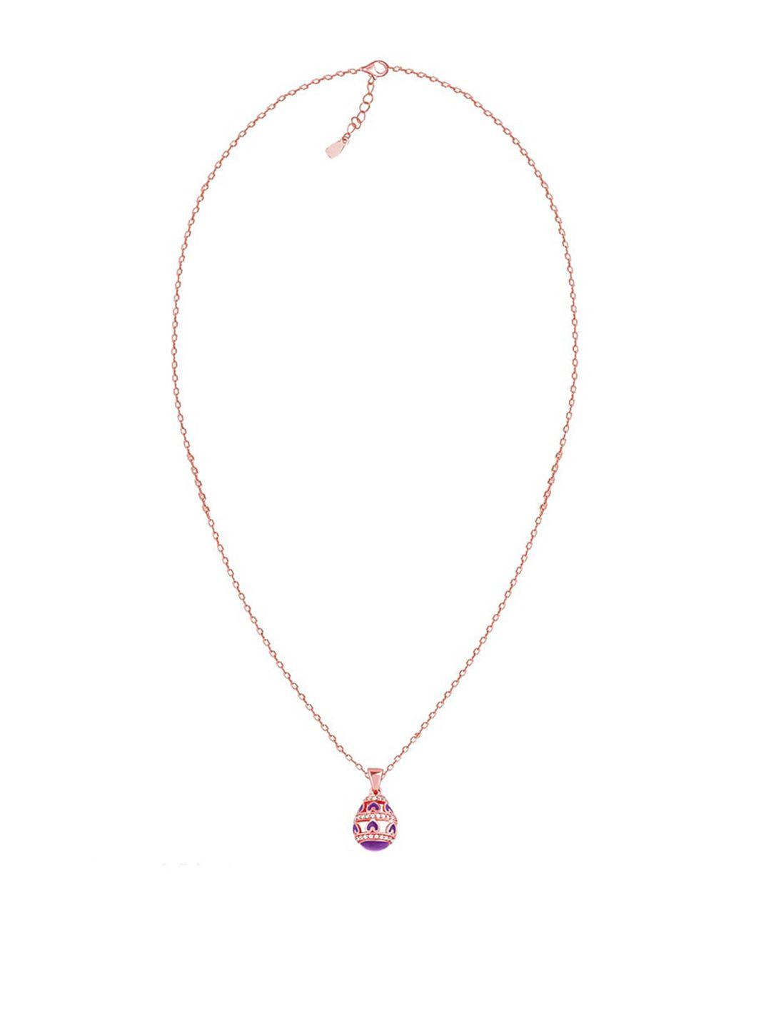 giva rose gold-plated sterling silver white & purple studded pendant with chain