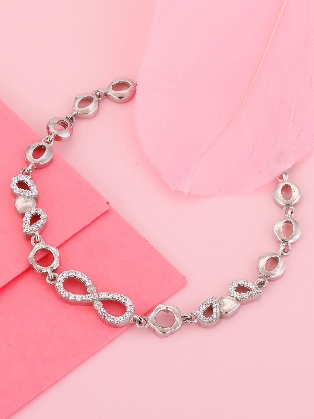 giva sterling silver cubic zirconia rhodium-plated link bracelet