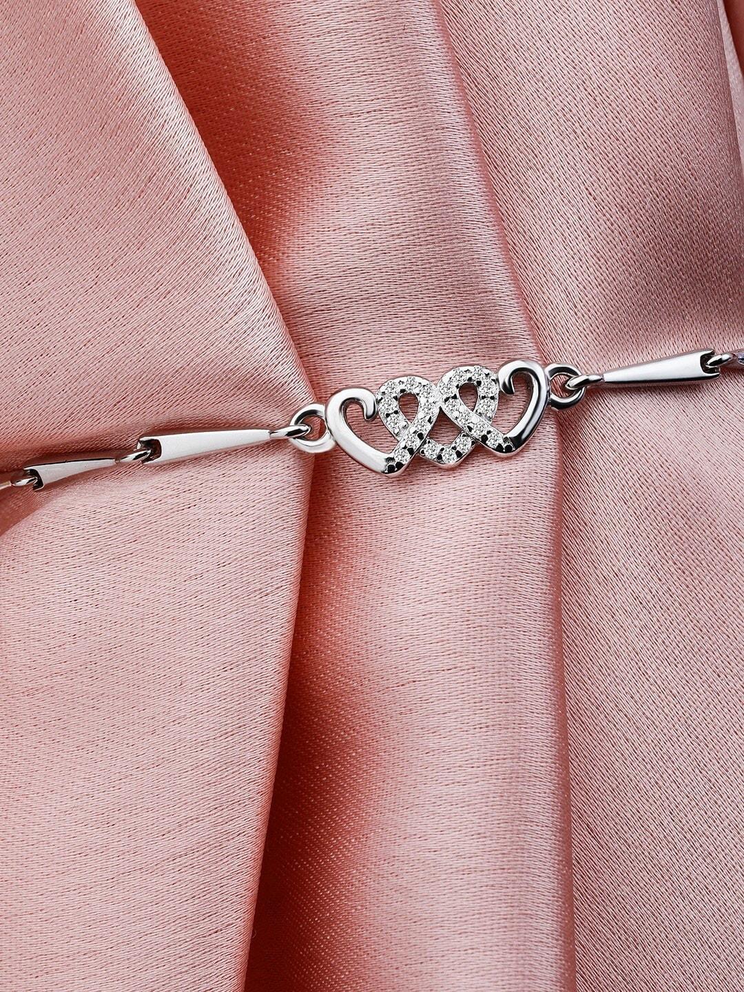 giva women 925 sterling silver rhodium-plated heart charm bracelet
