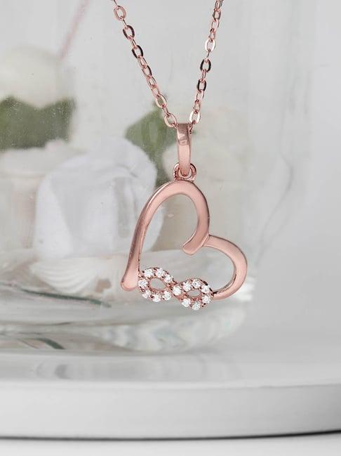 giva 92.5 sterling silver rose gold-plated infinity heart pendant with link chain