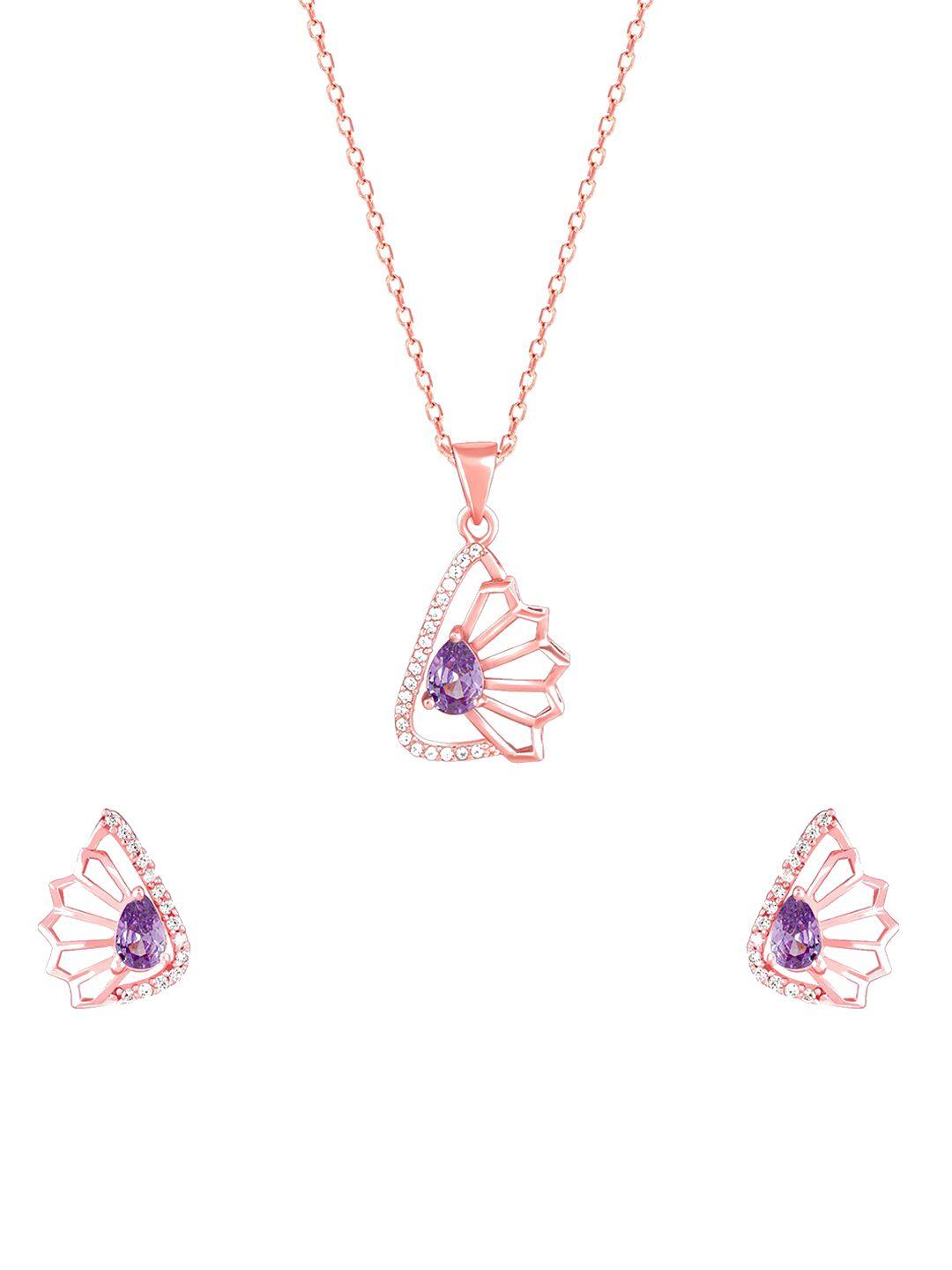 giva 92.5 sterling silver rose gold-plated stones-studded jewellery set