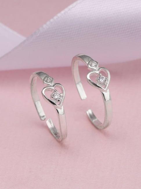 giva 92.5 sterling silver sparkling heart toe rings
