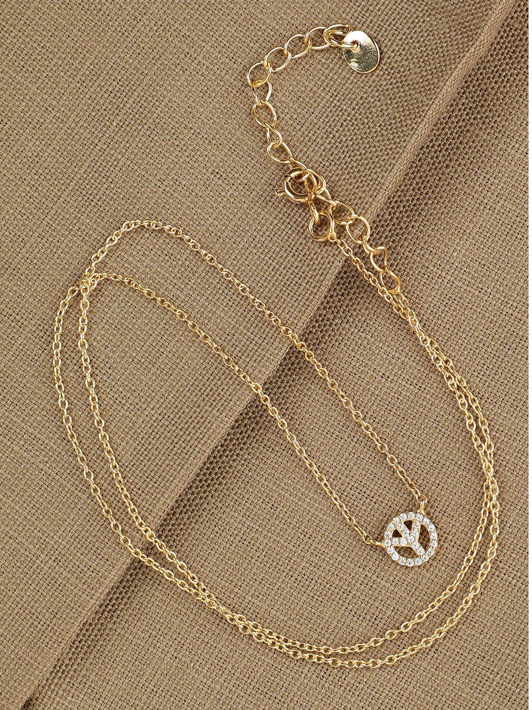 giva 925 sterling silver 18k gold plated studded peace necklace