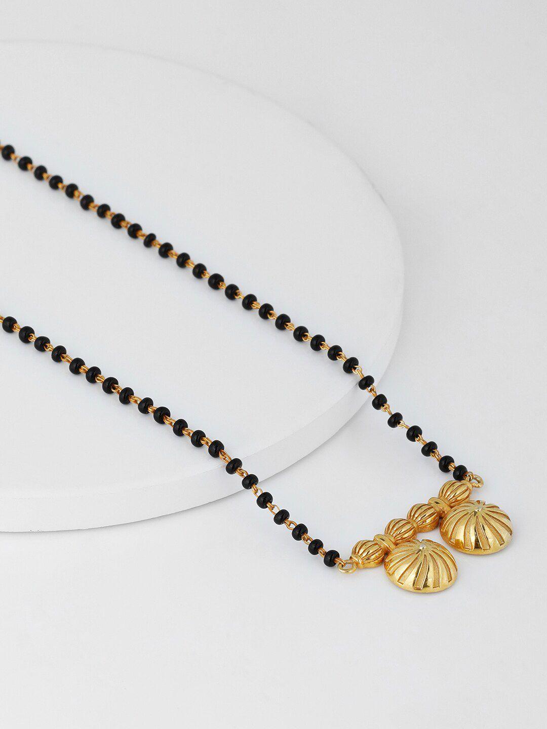 giva 925 sterling silver gold-plated black beaded mangalsutra