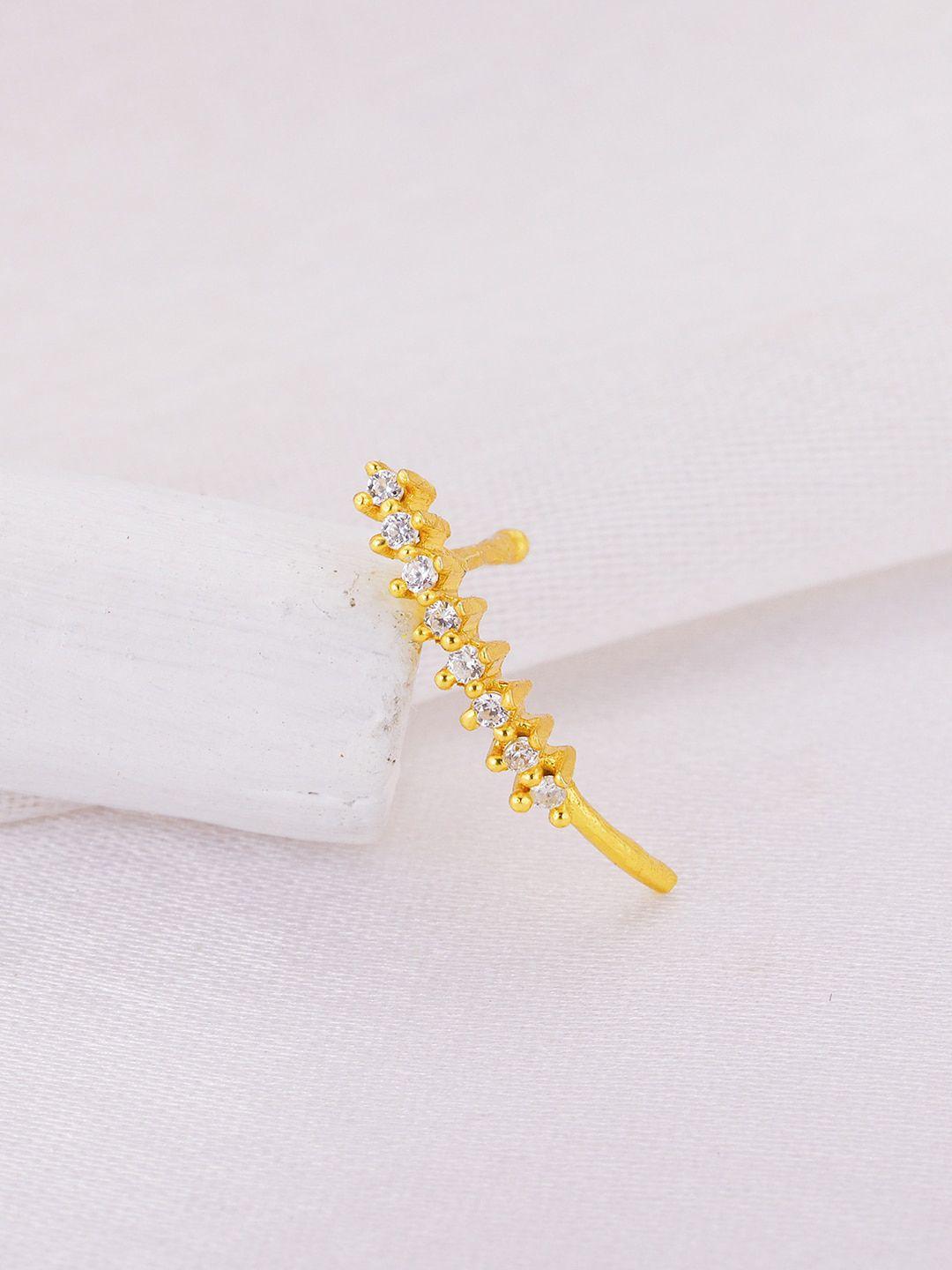 giva 925 sterling silver gold-plated cz-studded nose pin