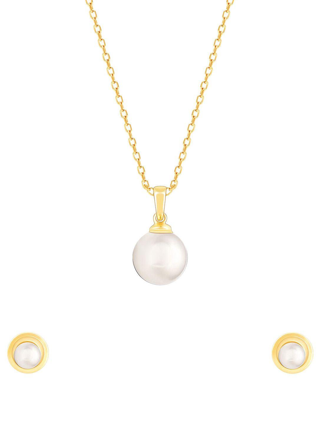 giva 925 sterling silver gold-plated pearl-beaded necklace & earrrings