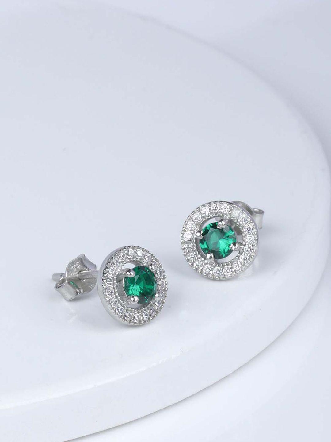 giva 925 sterling silver rhodium plated green shining halo studs
