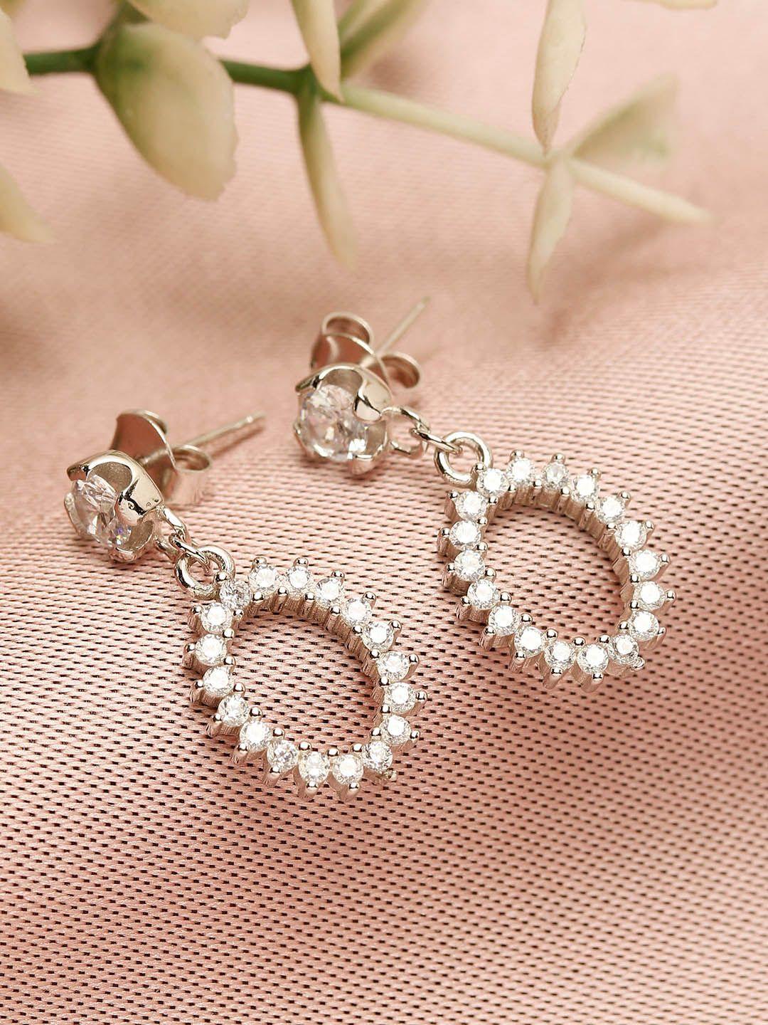 giva 925 sterling silver rhodium plated hollow zircon drop studs