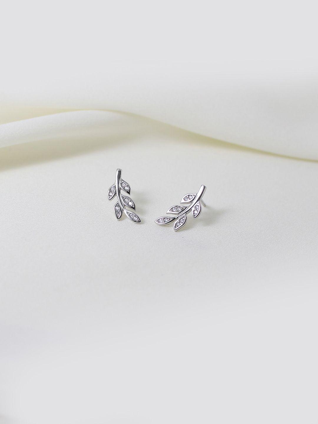 giva 925 sterling silver rhodium plated leaf earrings
