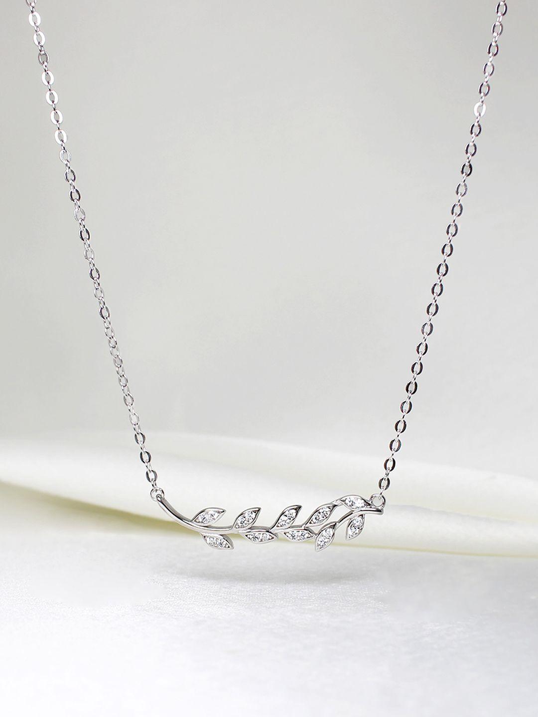 giva 925 sterling silver rhodium plated leaf necklace