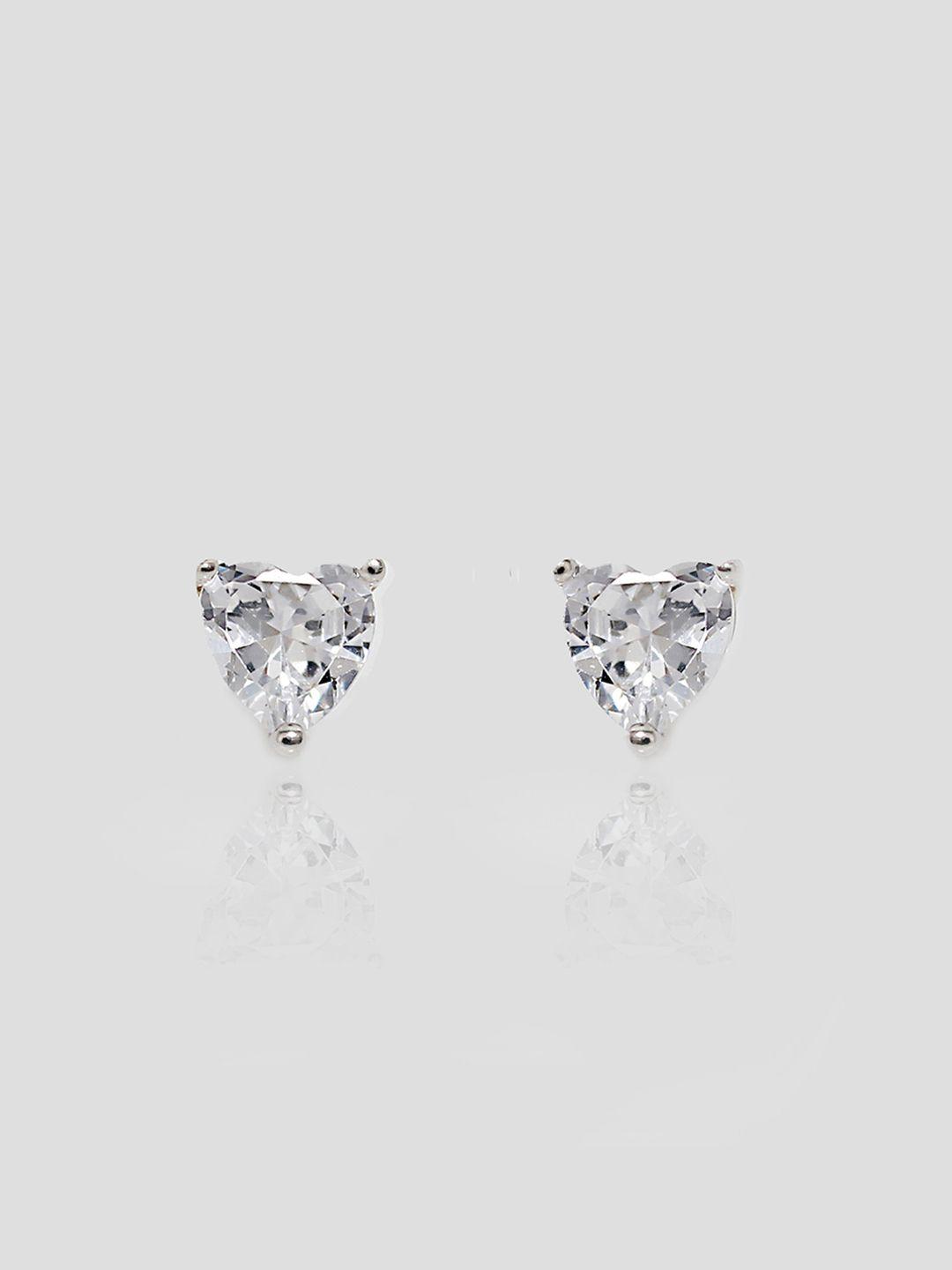 giva 925 sterling silver rhodium plated solitaire heart studs