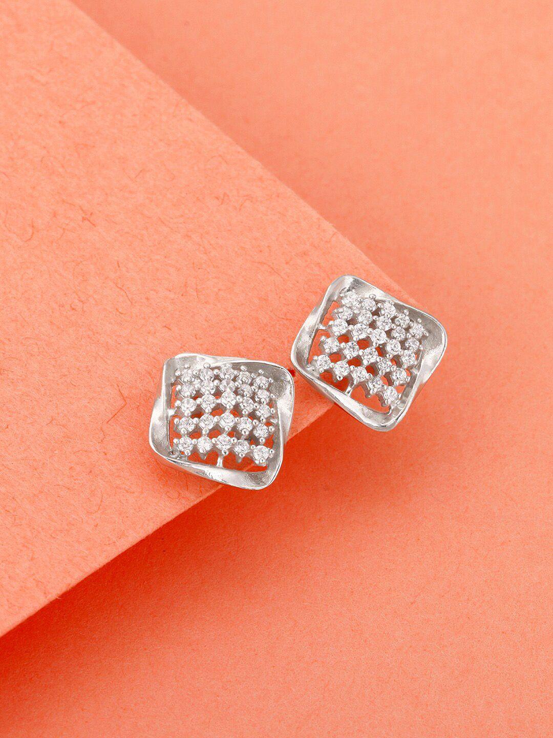 giva 925 sterling silver rhodium-plated square studs earrings