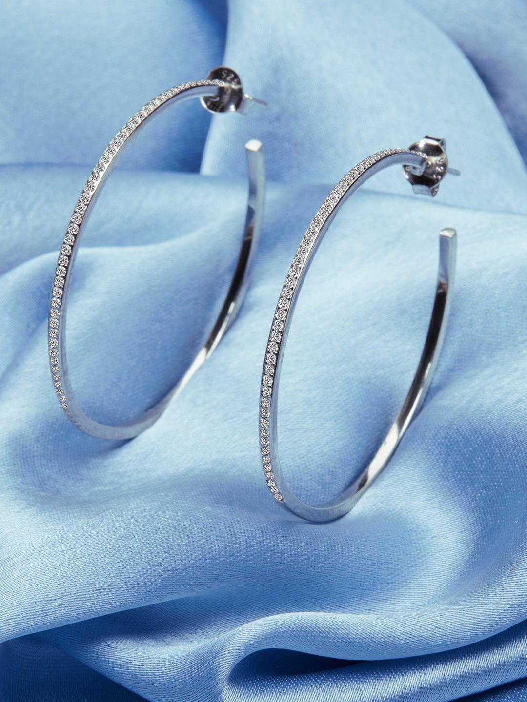 giva 925 sterling silver rhodium plated studded hoop earrings