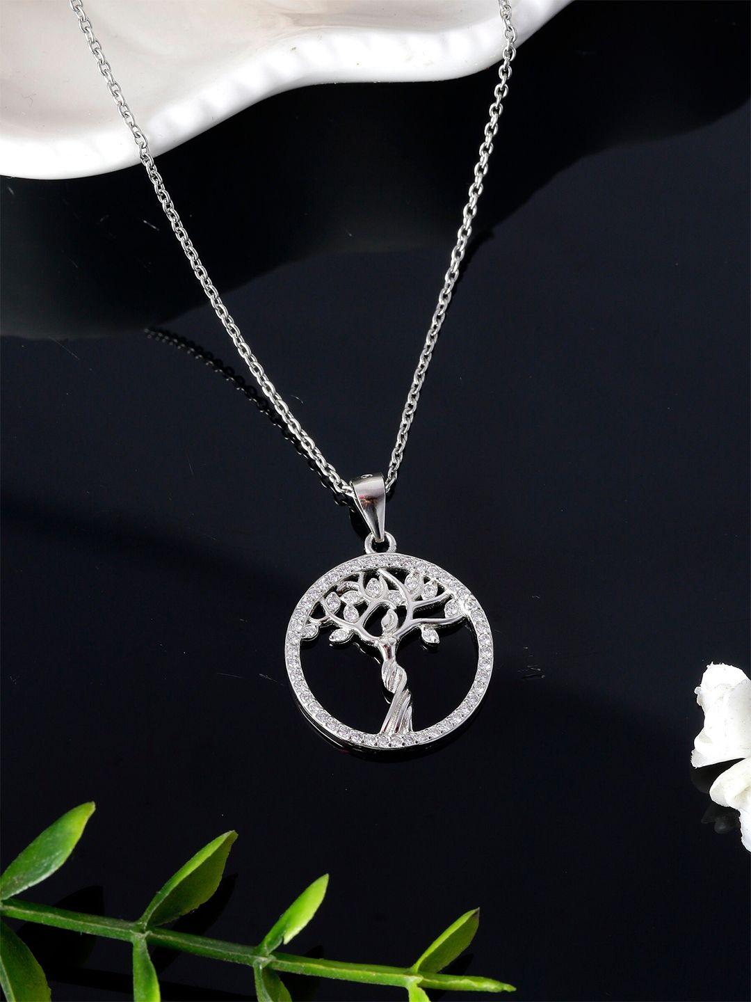 giva 925 sterling silver rhodium plated tree of life pendant with link chain