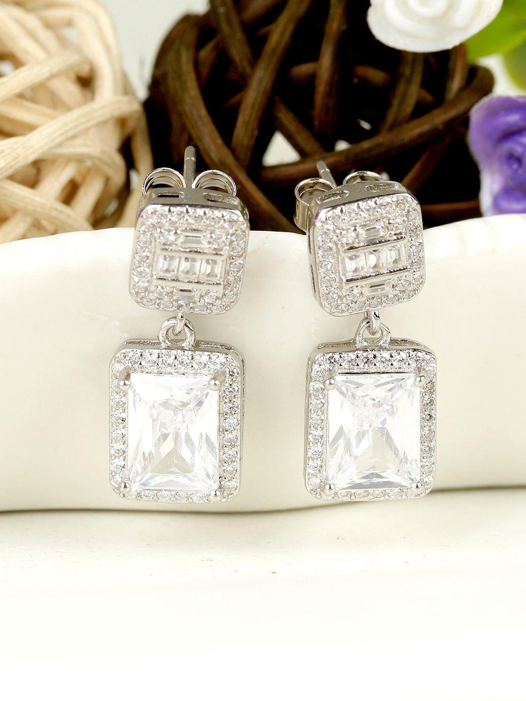 giva 925 sterling silver rhodium plated zircon bold baguette earrings