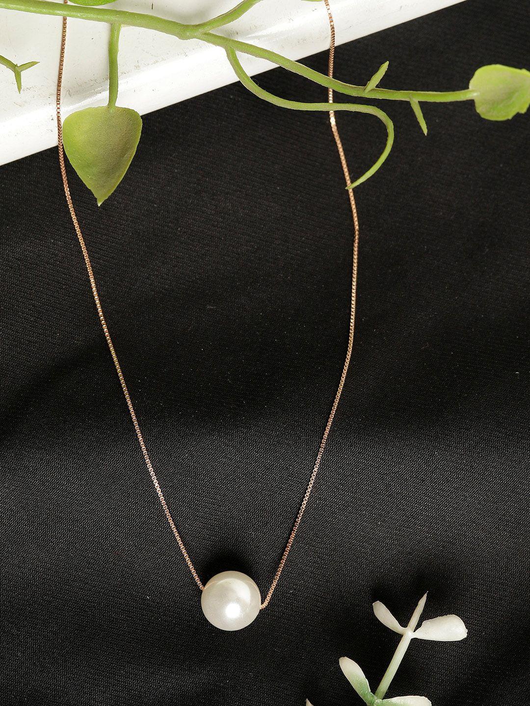 giva 925 sterling silver rose gold plated & white pearl necklace
