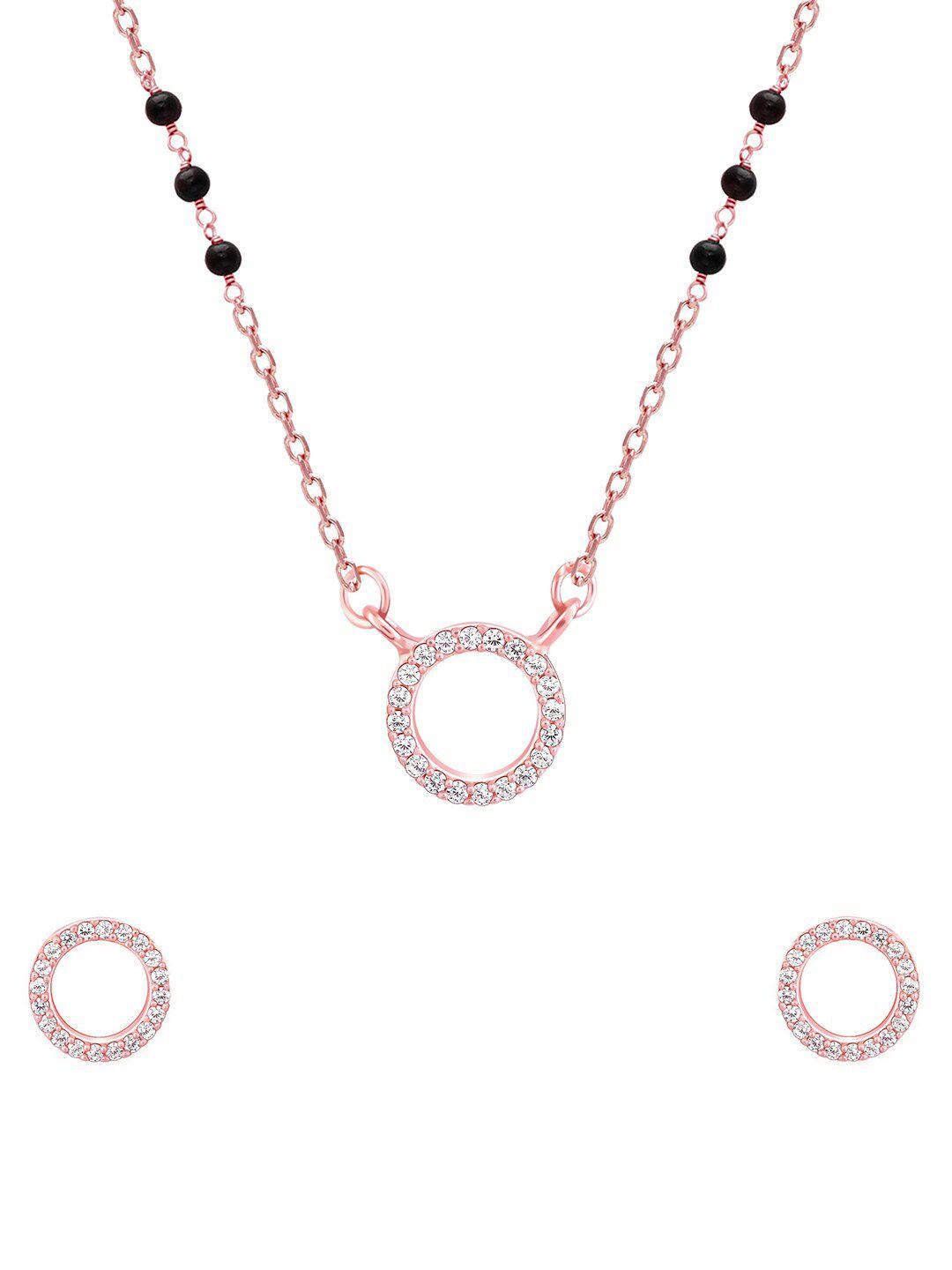 giva 925 sterling silver rose gold-plated artificial-stone studded jewellery set