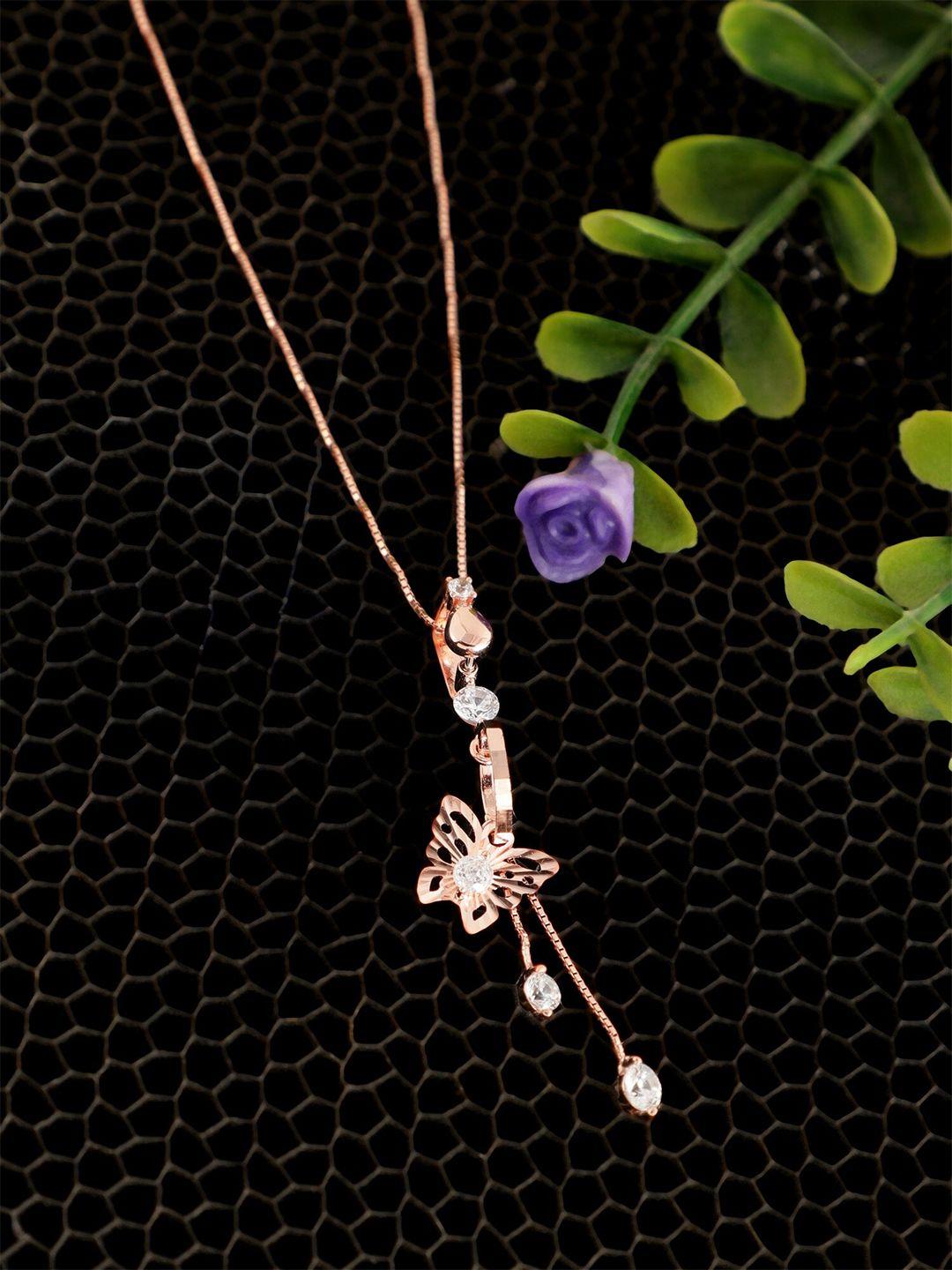 giva 925 sterling silver rose gold plated charming butterfly pendant with box chain