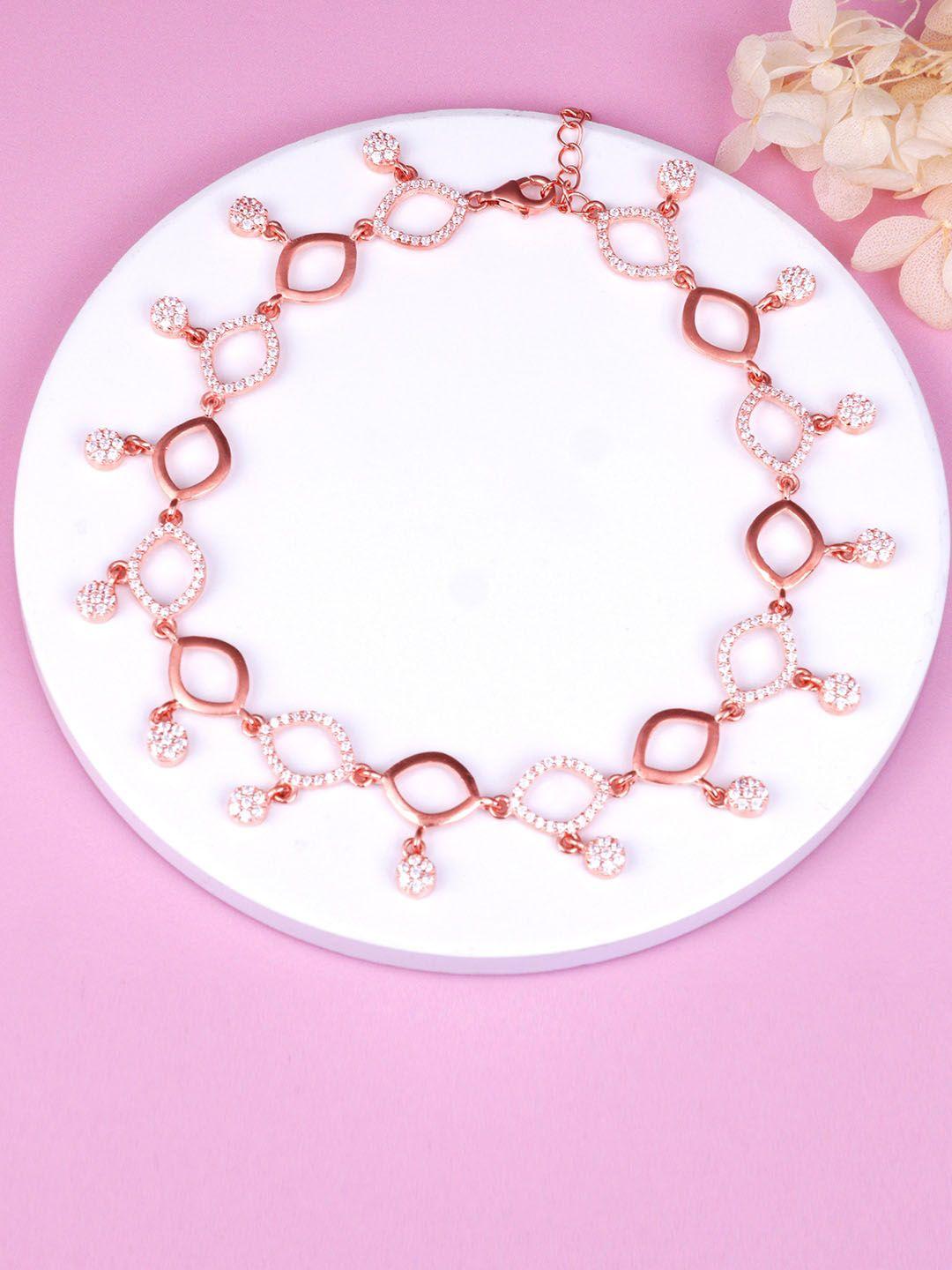 giva 925 sterling silver rose gold-plated stone-studded anklets