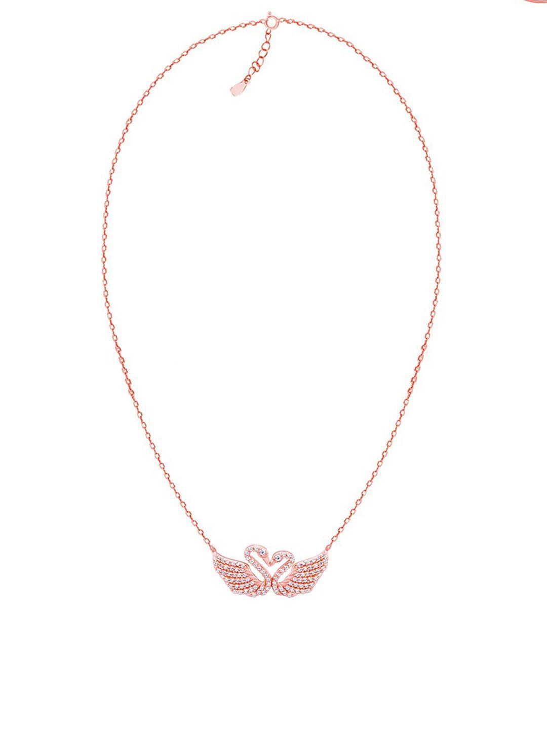 giva 925 sterling silver rose gold-plated swan love pendant chain