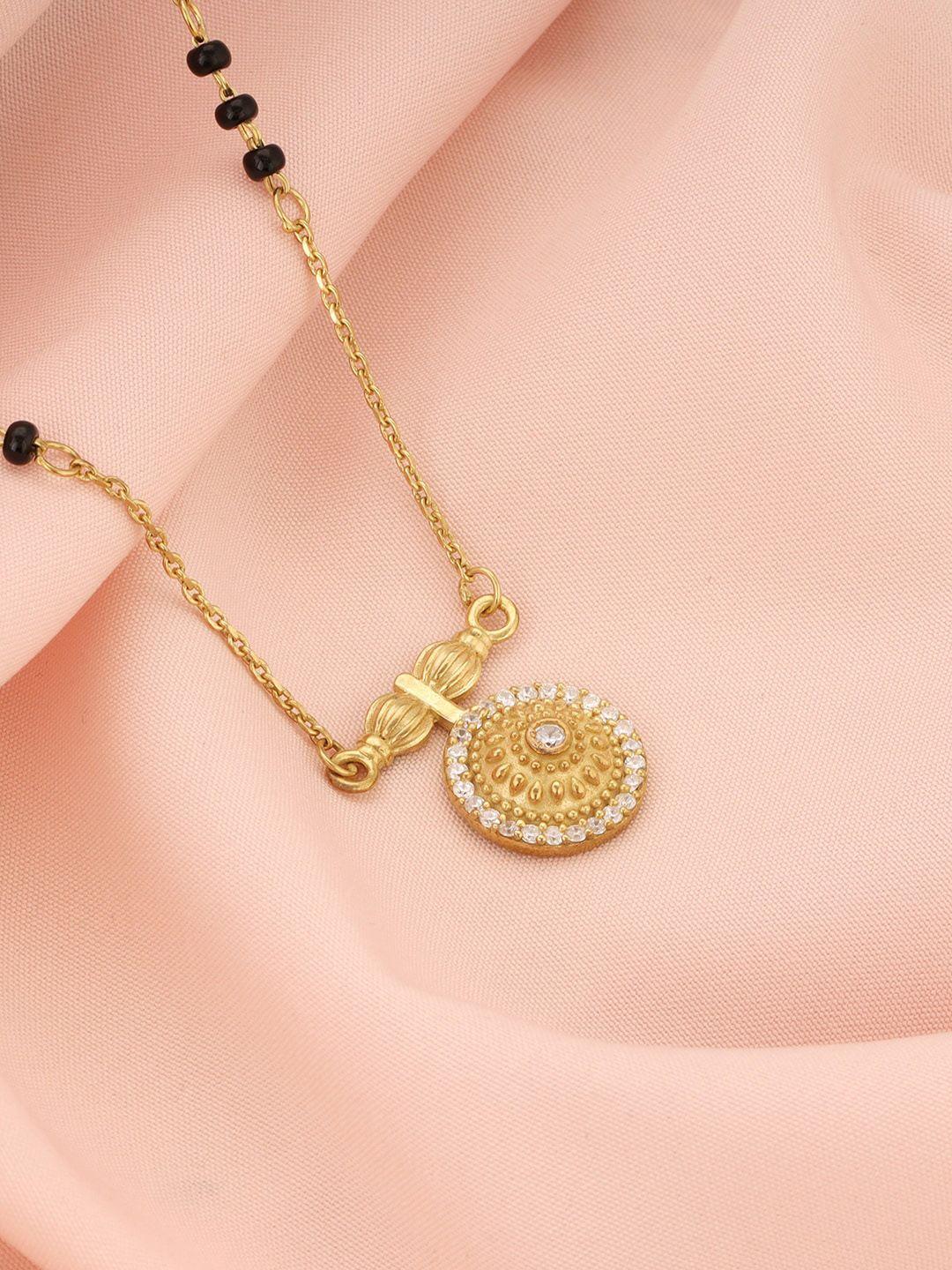 giva gold-plated cz stone-studded & beaded 925 sterling silver mangalsutra