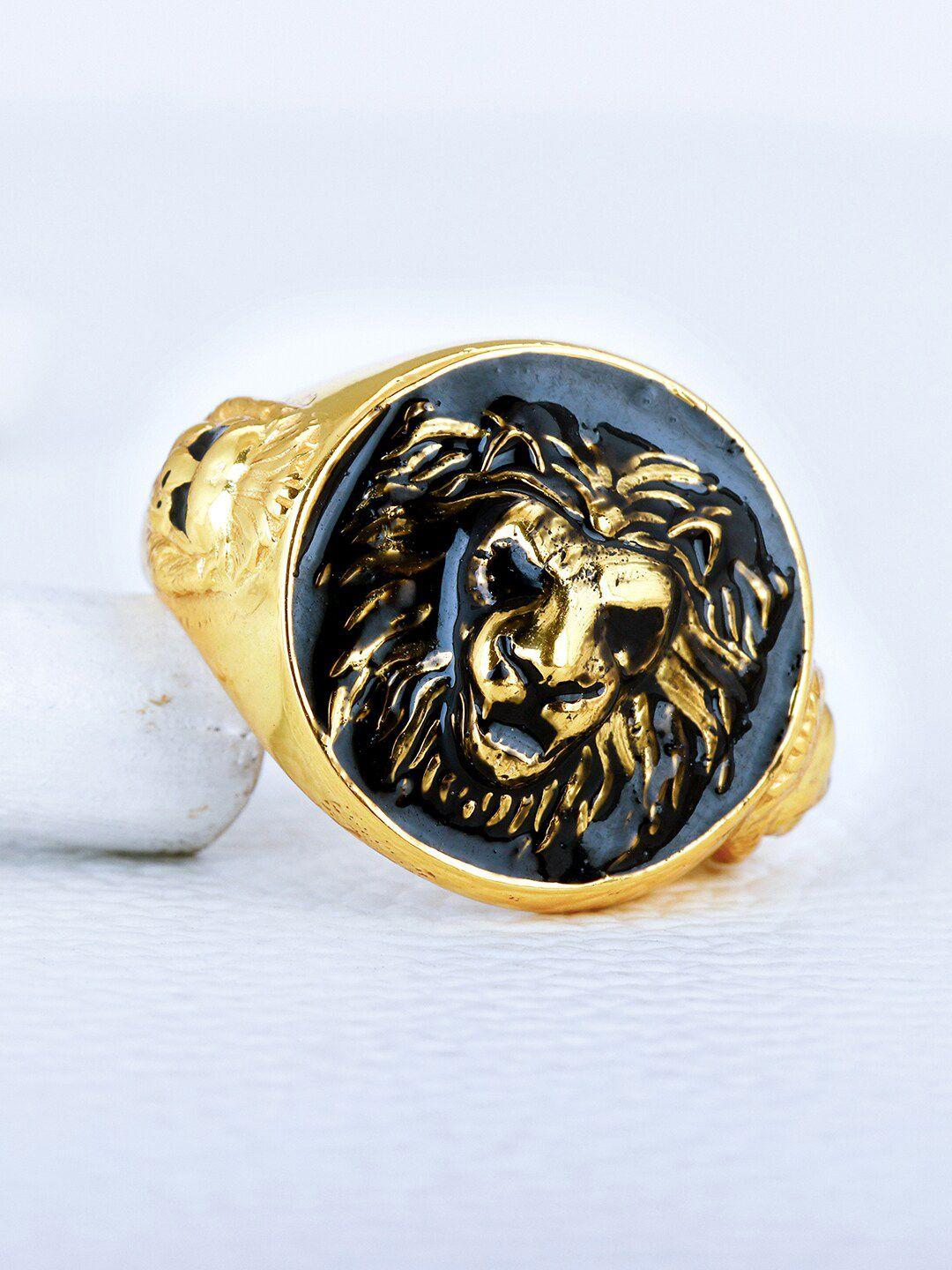 giva men 925 sterling silver gold-plated roar of tiger adjustable finger ring