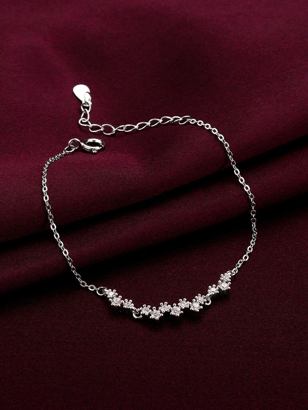 giva rhodium-plated 925 sterling silver cubic zirconia link bracelet