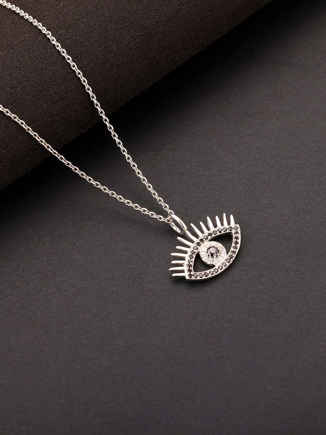 giva rhodium-plated 925 sterling silver stone studded eyelashes pendant with chain