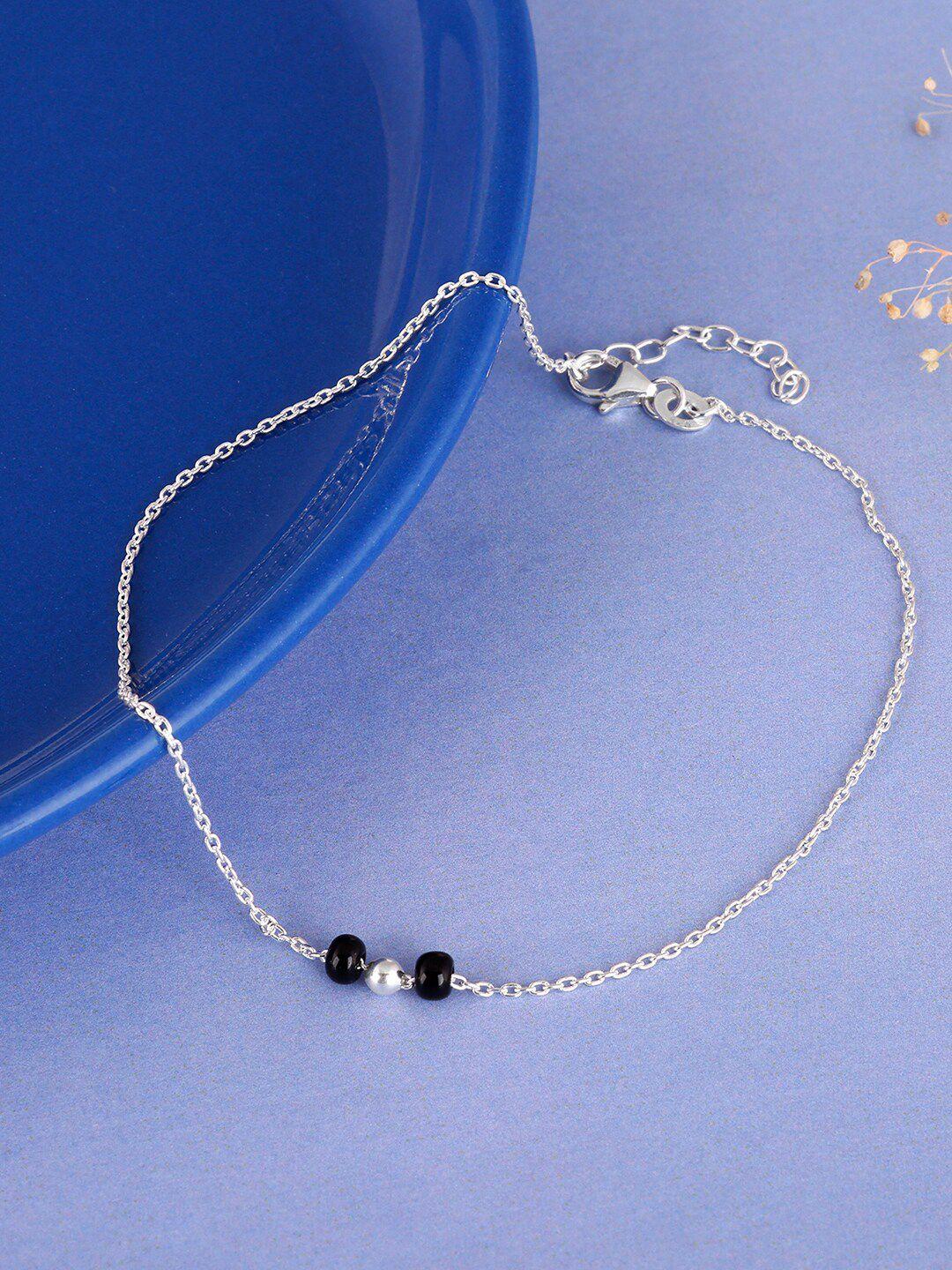 giva rhodium-plated beaded sterling silver anklet