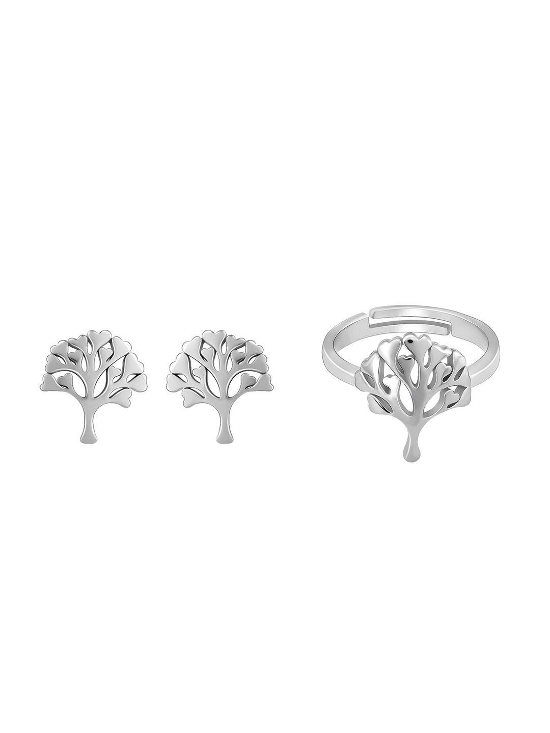 giva rhodium plated tree-shaped jewellery set