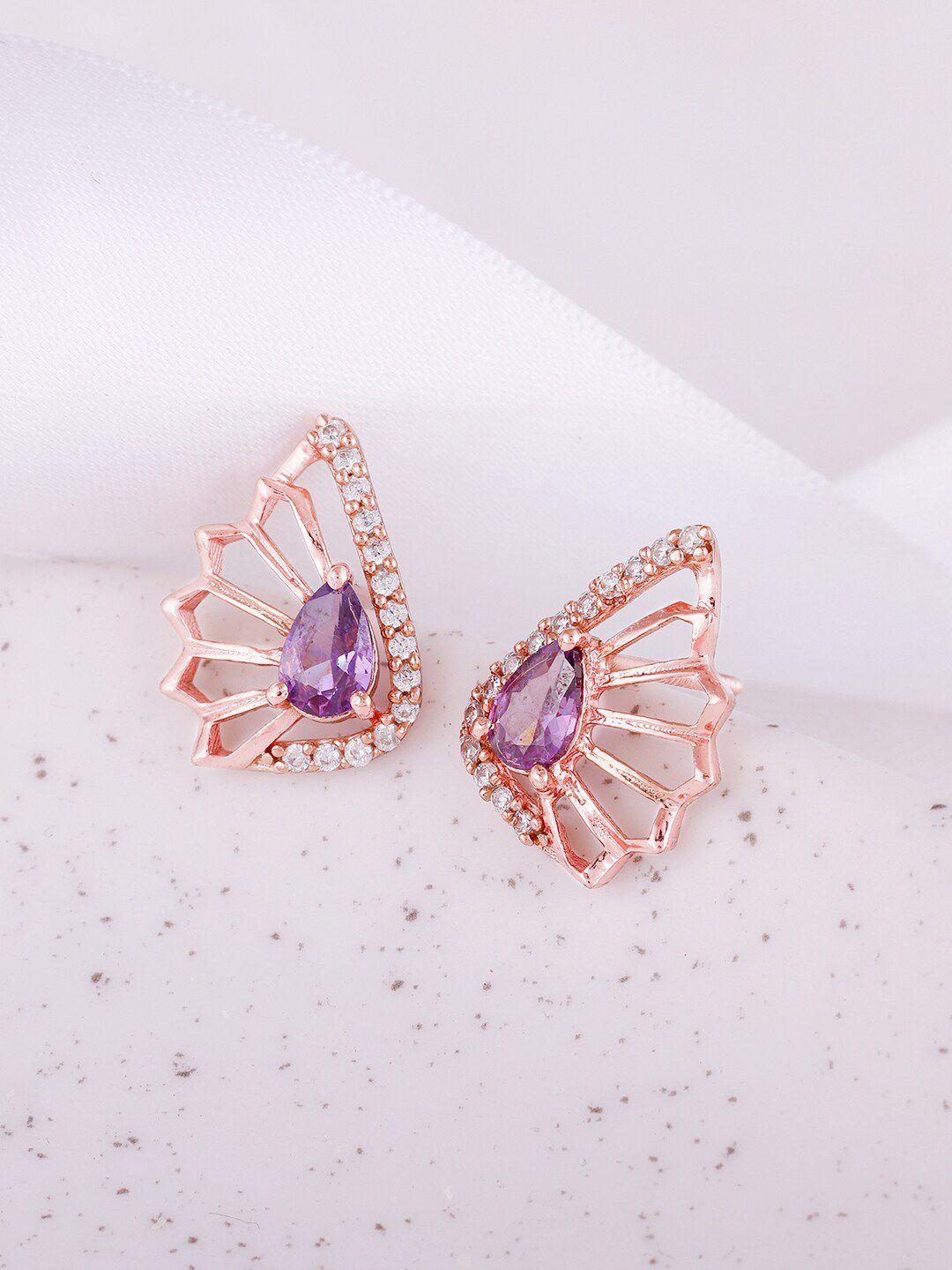 giva rose gold & purple rose gold plated sterling silver contemporary studs earrings