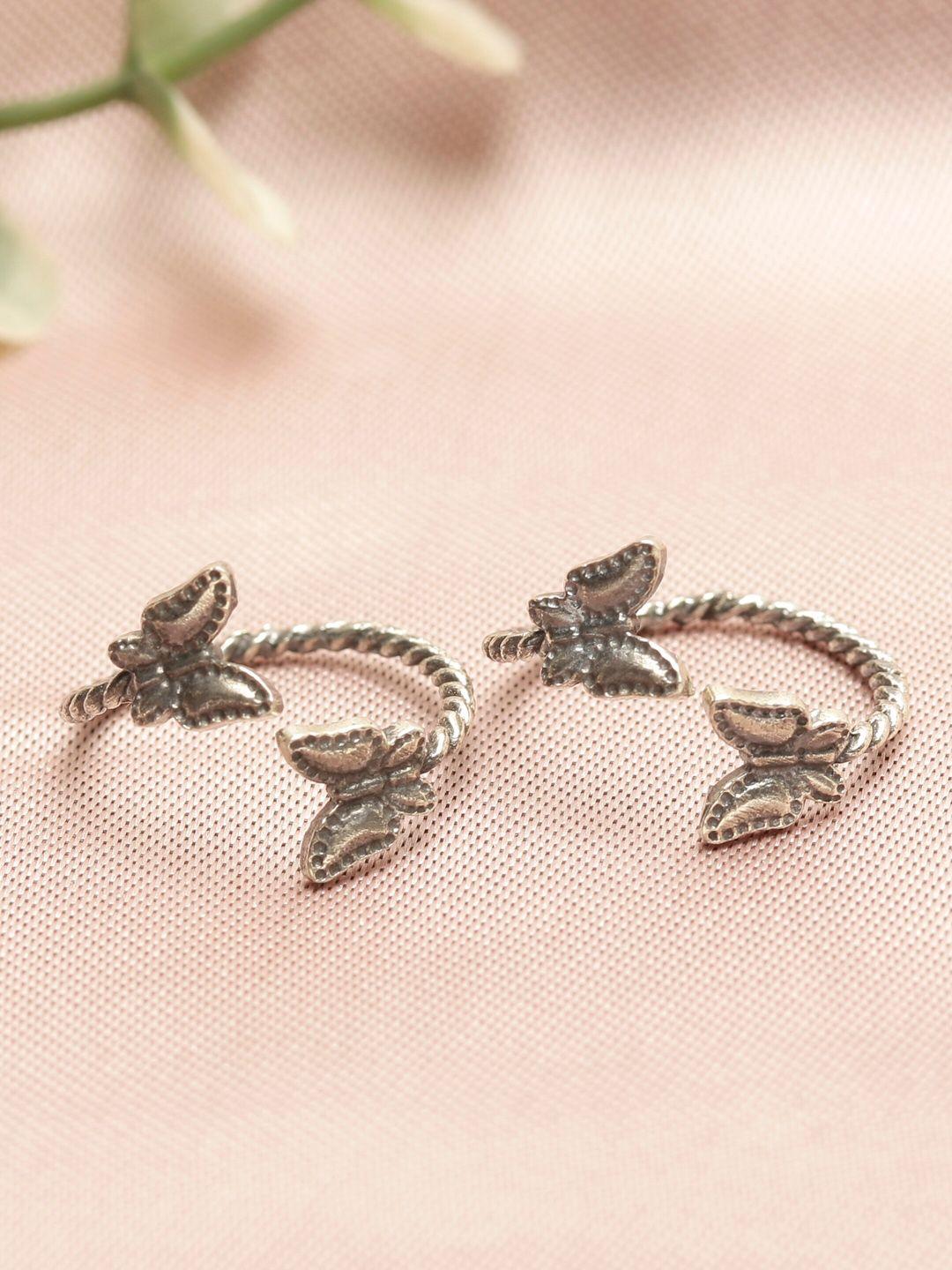 giva set of 2  925 sterling silver coiled butterfly toe rings
