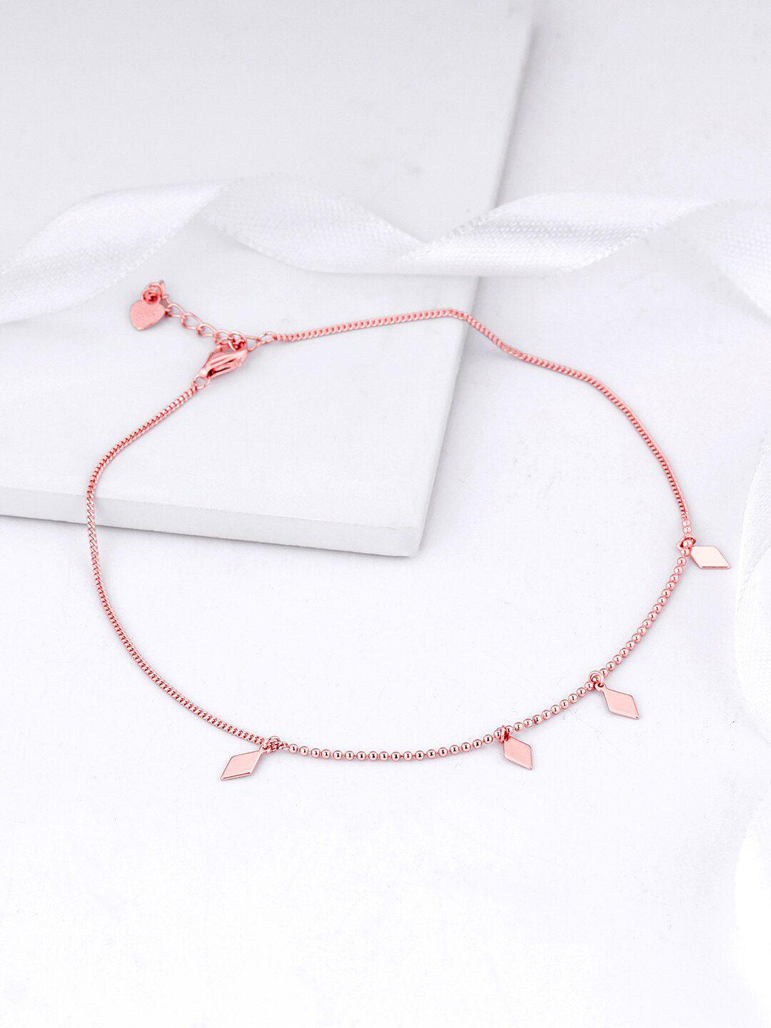 giva set of 2 german silver rose gold plated charm anklets