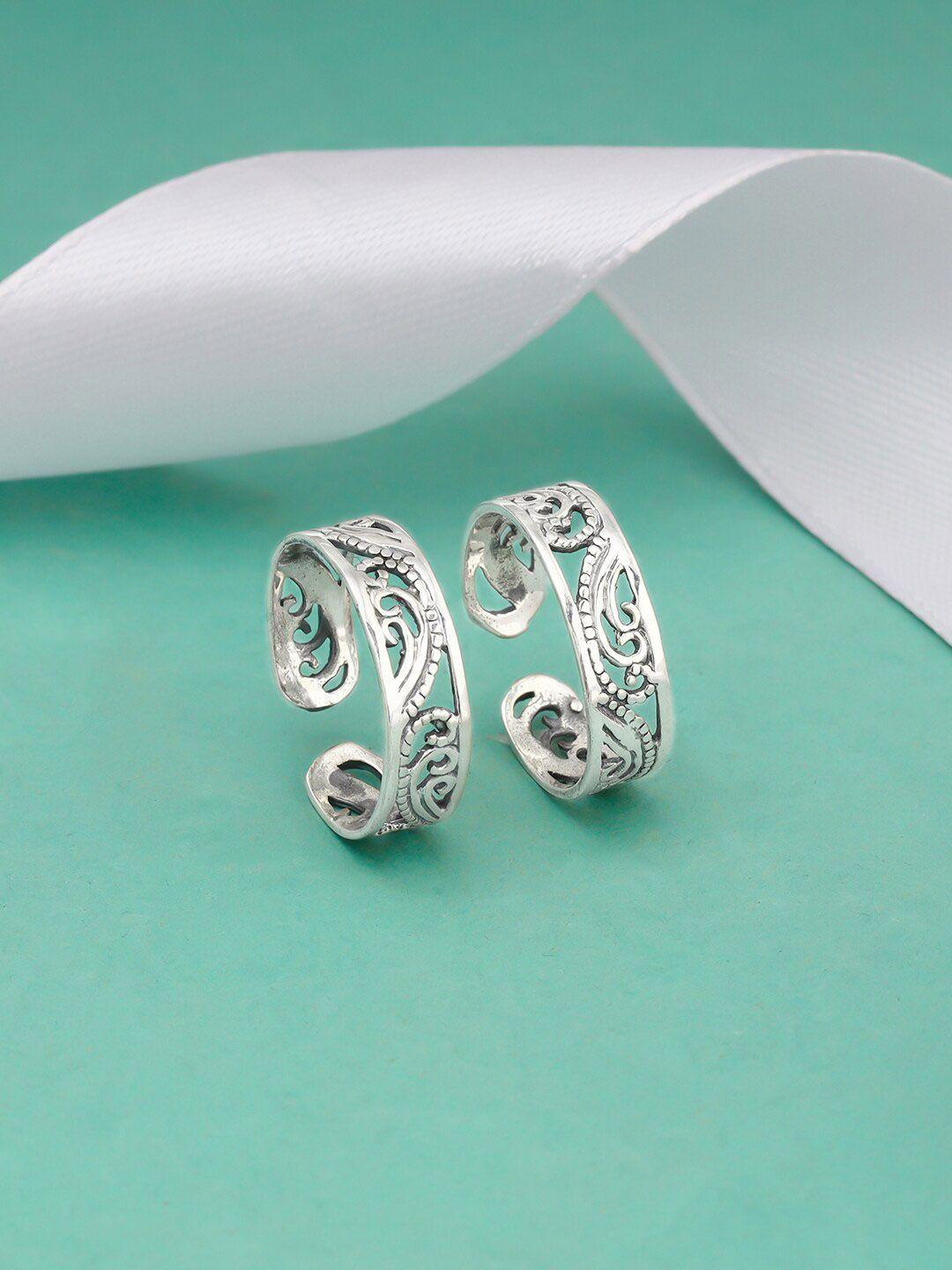 giva set of 2 rhodium plated adjustable 925 sterling silver toe rings