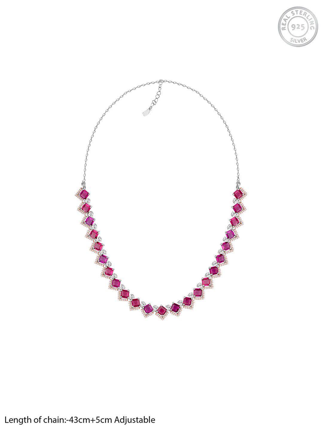 giva silver-plated pink cz-studded  jewellery set