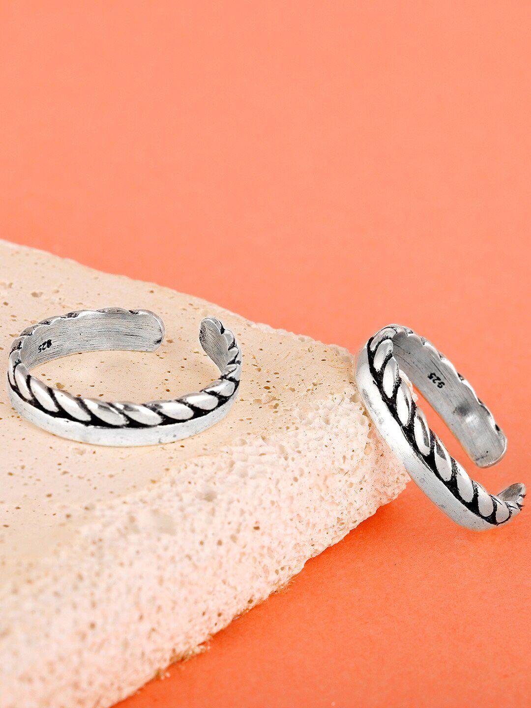 giva silver toned silver plated 925 sterling silver oxidised toe rings