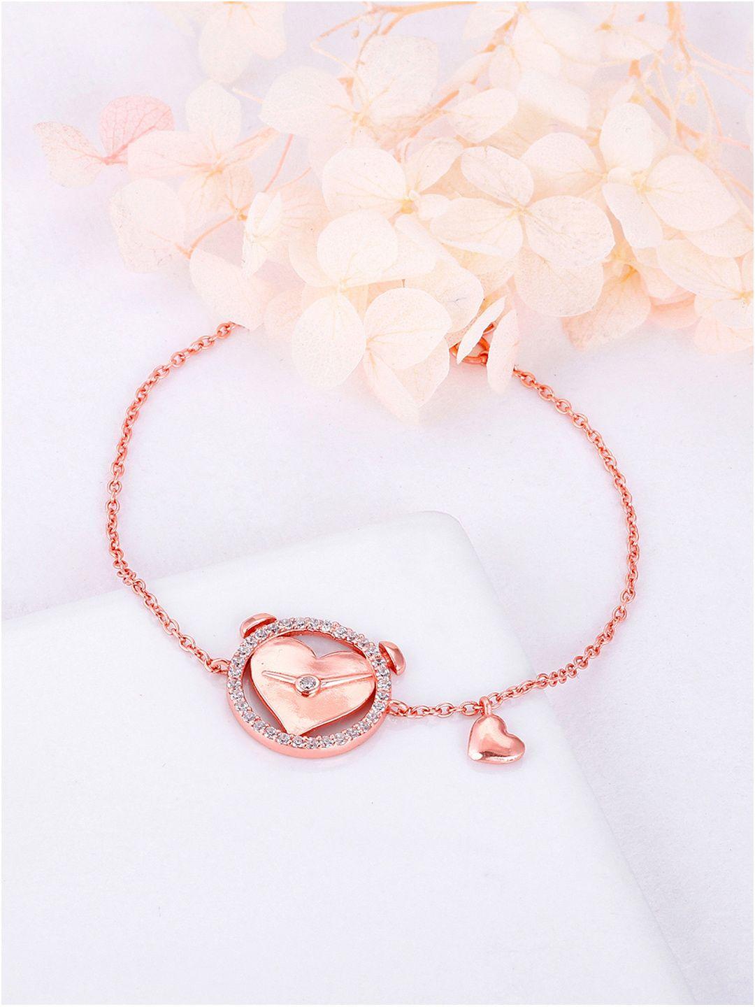 giva sterling silver cubic zirconia rose gold-plated link bracelet