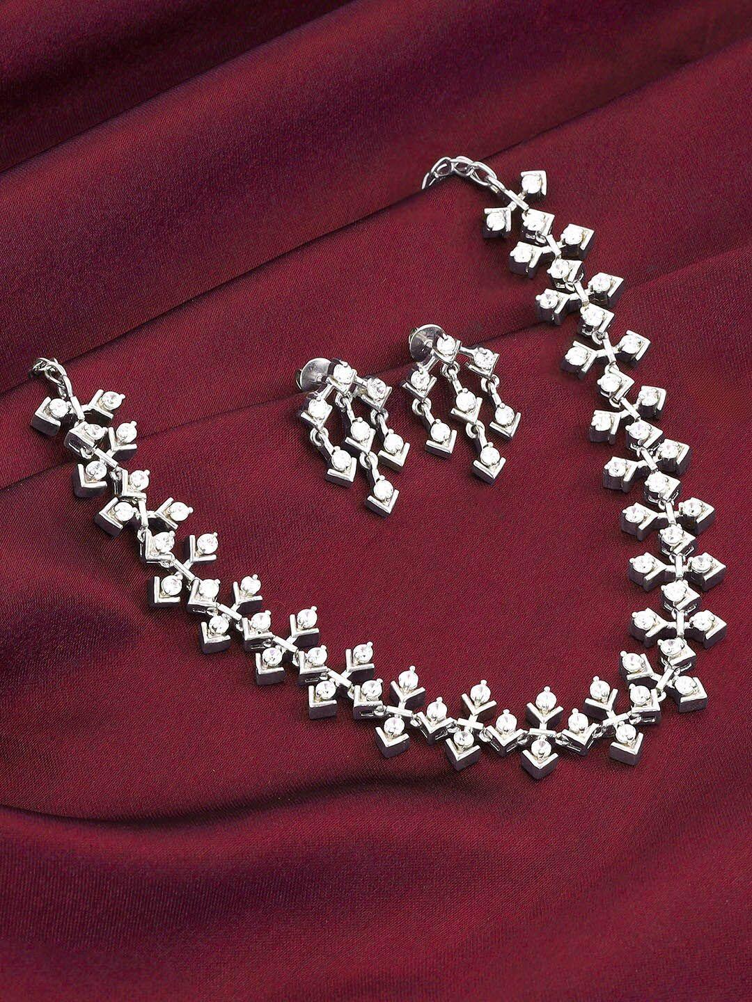 giva sterling silver rhodium-plated cz studded jewellery set
